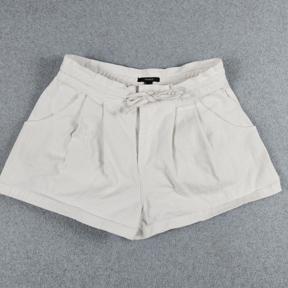 Forever 21 Shorts Womens Large White Cotton Comfort Drawstring Waist 2" Inseam